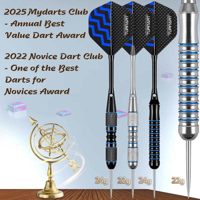 Turnart Darts Metal Tip Set - Steel Tip Darts Darts Set Professional Metal Darts 12 pcs 22/24 Grams Pro Dart Set with Stylish Case Aluminum Shafts Extra 9 Flights - Image 5